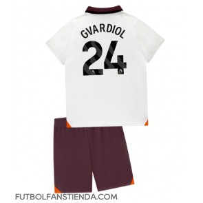 Manchester City Josko Gvardiol #24 Segunda Equipación Niños 2023-24 Manga Corta (+ Pantalones cortos)
